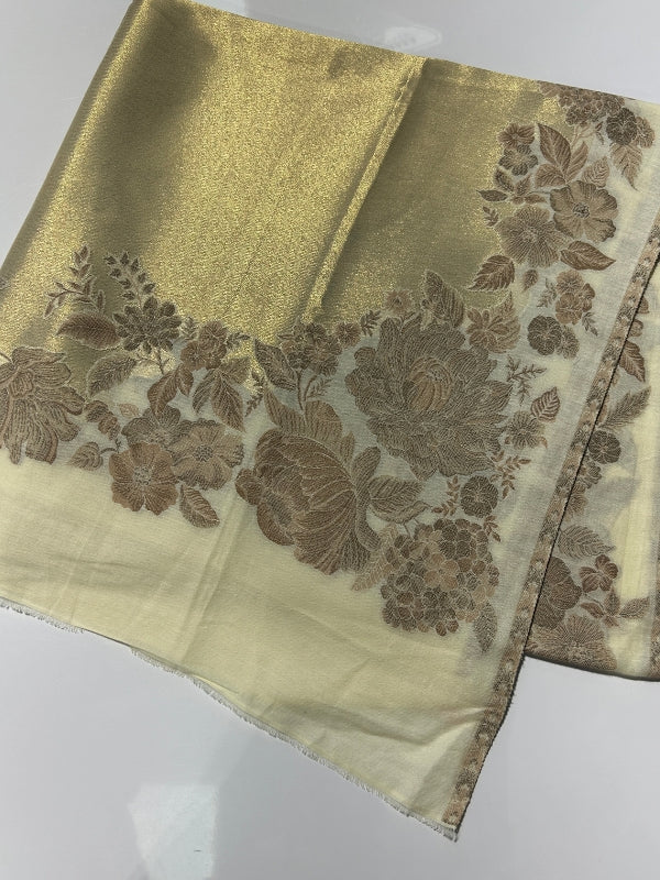 Quzey Moonlight Kani Silk Shawl - Beige