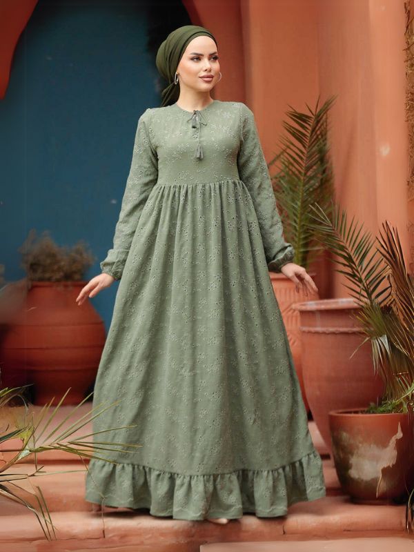 green schiffli dress Quzey fitted prom gown