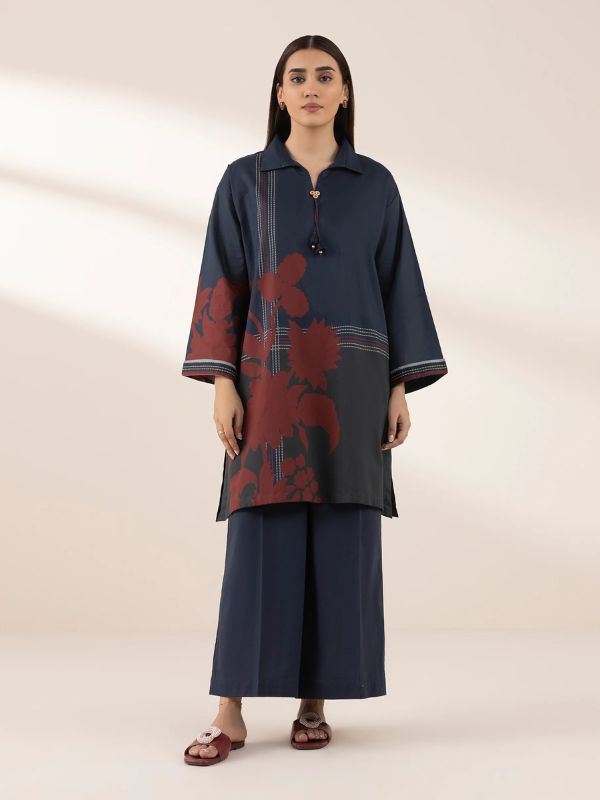 Sapphire - Navy Blue Printed Lawn Shirt