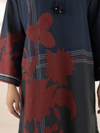 Sapphire - Navy Blue Printed Lawn Shirt