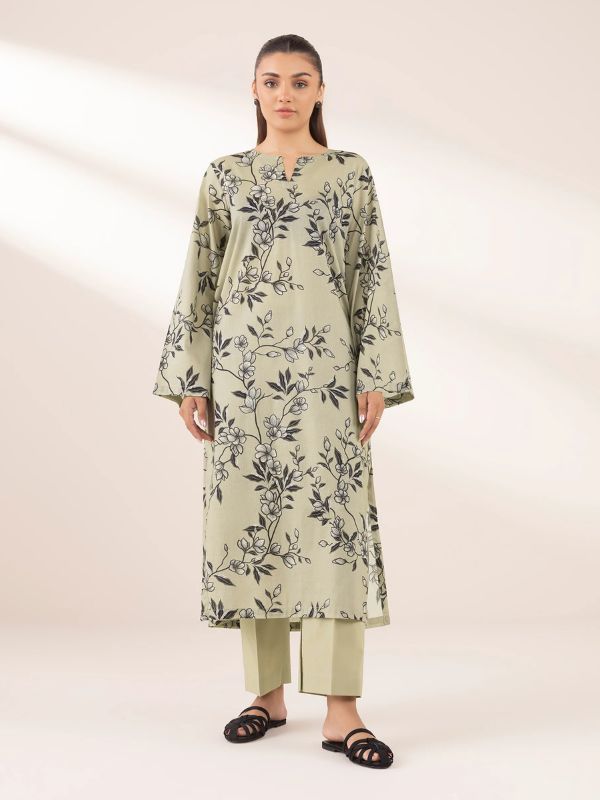 Sapphire - Light Green Printed Lawn Shirt
