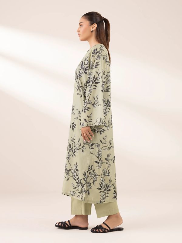 Sapphire - Light Green Printed Lawn Shirt
