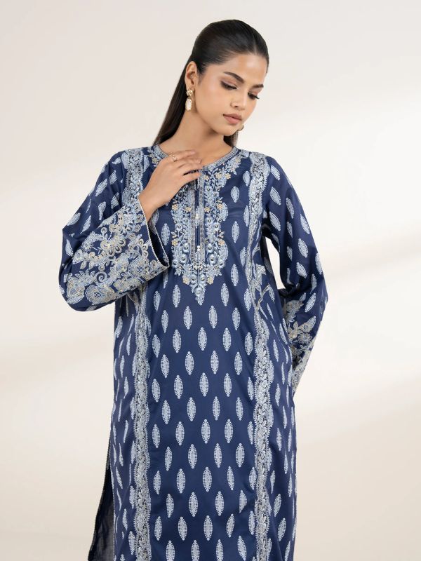 Sapphire - Blue Embroidered Lawn Shirt
