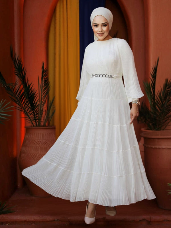 Modest Ruffle Dress #8650WT