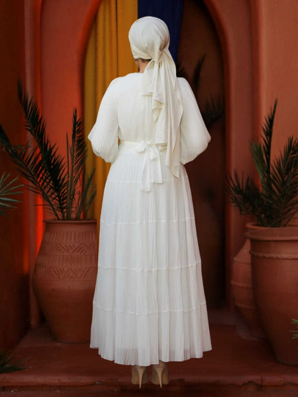 Modest Ruffle Dress #8650WT