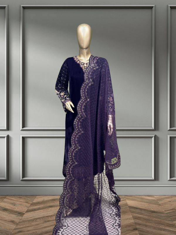 Quzey Velvet Dress - Violet