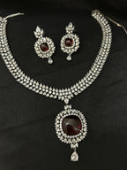 Quzey AD Dark Maroon Necklace Set