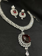 Quzey AD Dark Maroon Necklace Set