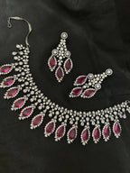 Quzey AD Dark Pink Necklace Set