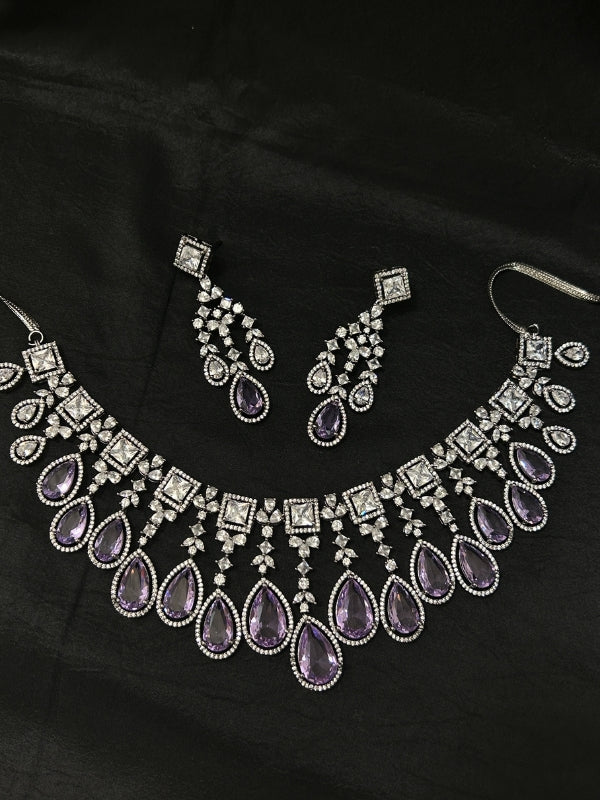 Quzey AD Light Mauve Necklace Set