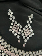 Quzey AD Pink Stone Necklace Set