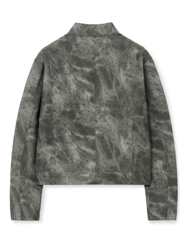 Quzey Acid Wash Leather Jacket