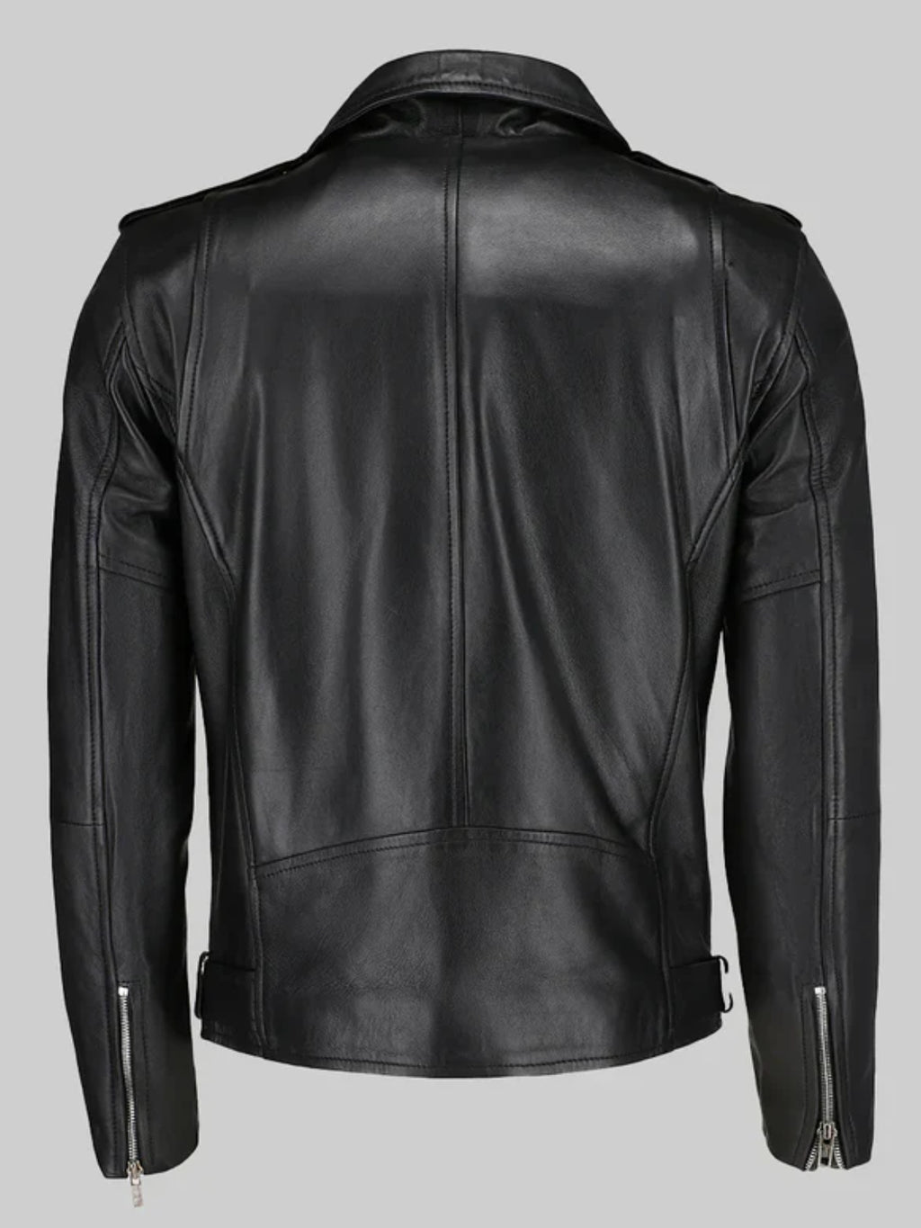 Quzey Black Leather Biker Jacket