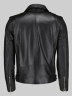 Quzey Black Leather Biker Jacket