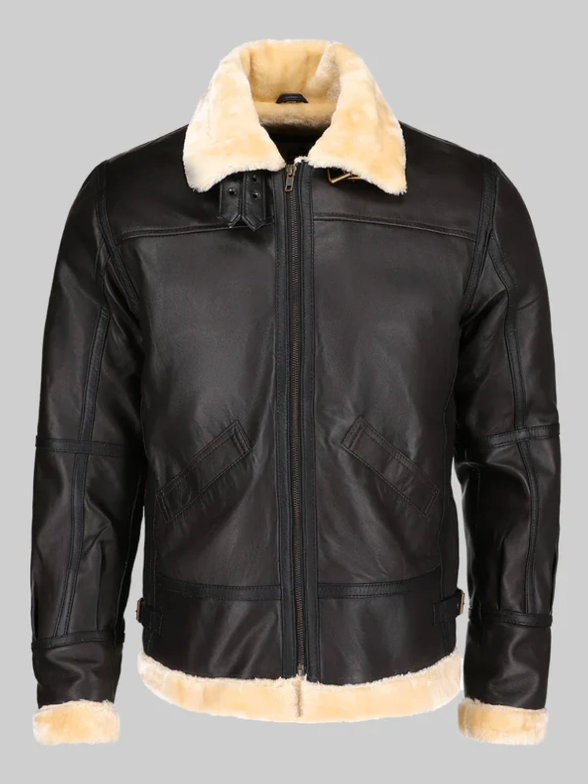 Quzey Black Leather Fur Jacket