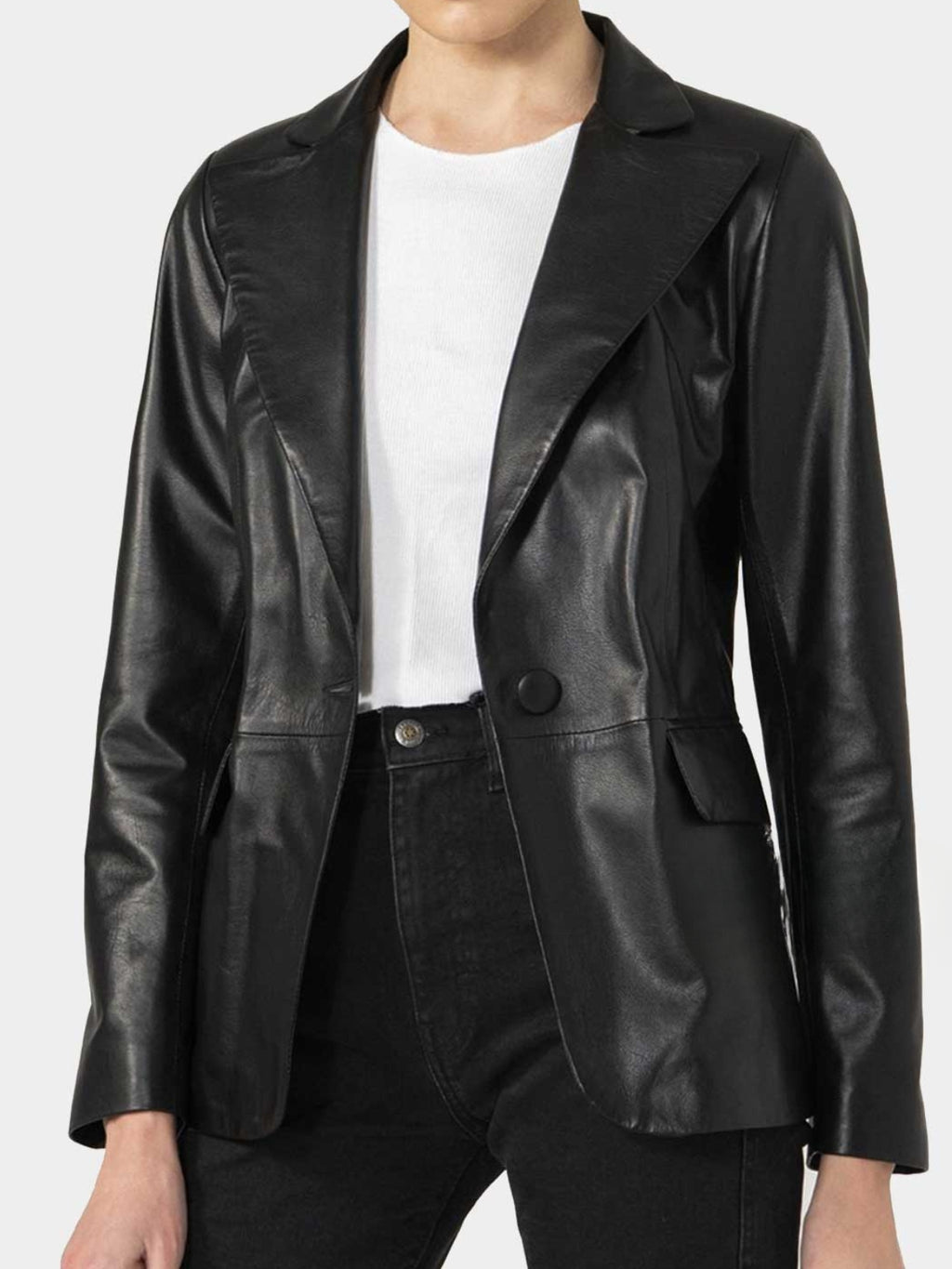 Quzey Black Sheep Leather Blazer