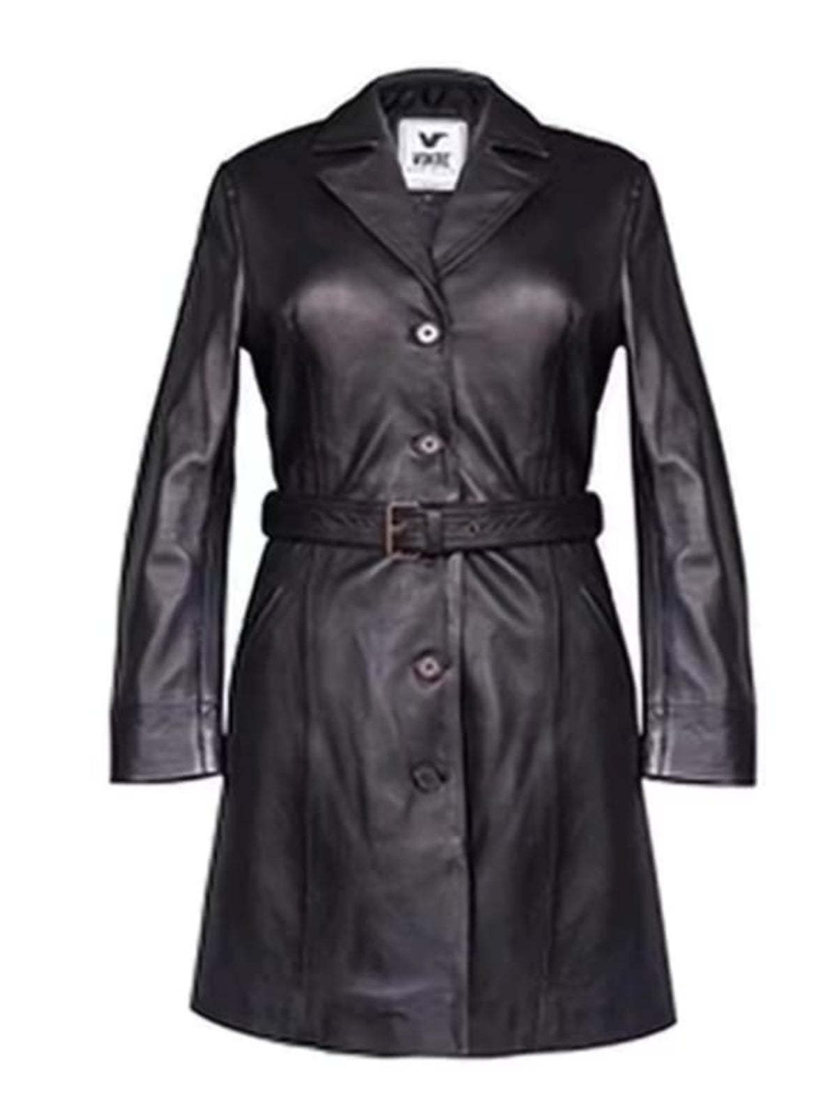 Quzey Black Sheep Leather Long Jacket