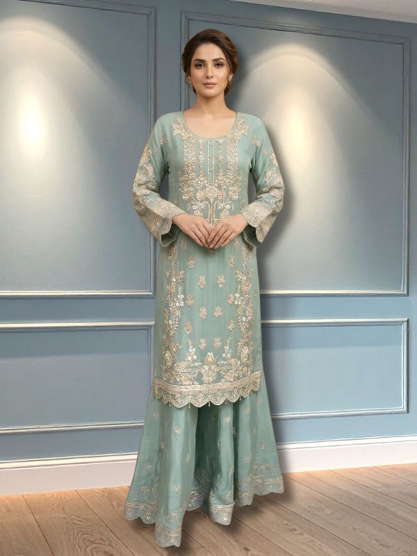 Quzey Chiffon Formal Sharara #2776CG
