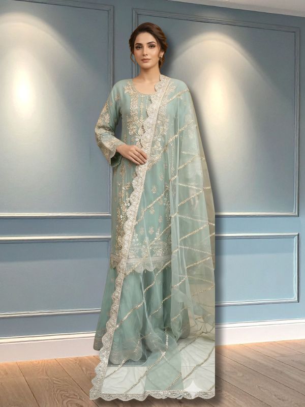 Quzey Chiffon Formal Sharara #2776CG