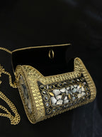 Quzey Golden Stone Clutch - White