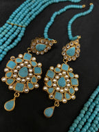 Quzey Kundan Turquoise Maala Set