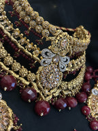 Quzey Maroon Polki Kundan Bridal Set