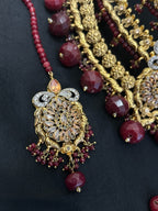 Quzey Maroon Polki Kundan Bridal Set