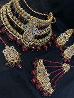 Quzey Maroon Polki Kundan Bridal Set