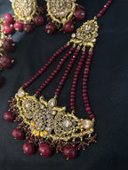 Quzey Maroon Polki Kundan Bridal Set