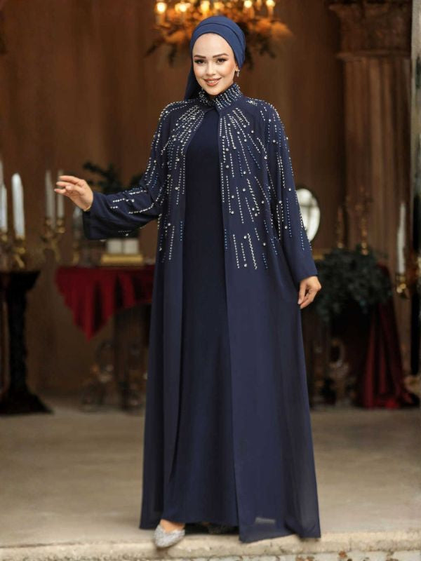 Quzey Modest Evening Dress #25903 - Navy Blue