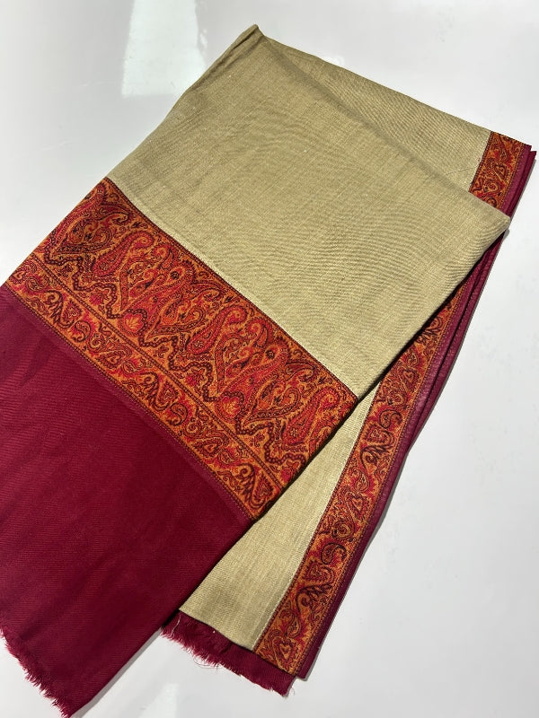 Quzey Pashmina Kani Shawl - Khaki