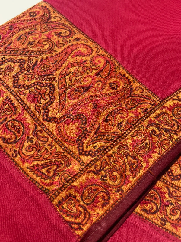 Quzey Pashmina Kani Shawl - Red