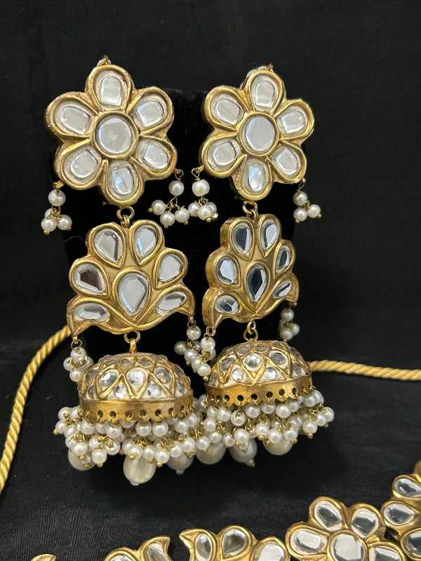 Quzey Pearl Kundan Necklace Set
