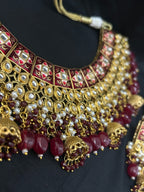 Quzey Polki Kundan Maroon Set