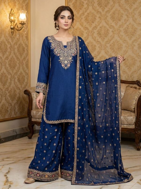 Quzey Raw-Silk Palazo #322BL