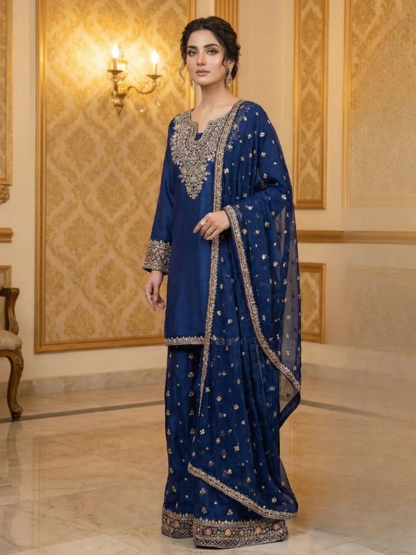 Quzey Raw-Silk Palazo #322BL