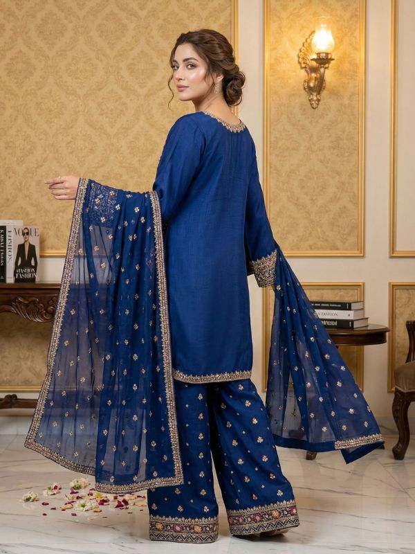 Quzey Raw-Silk Palazo #322BL