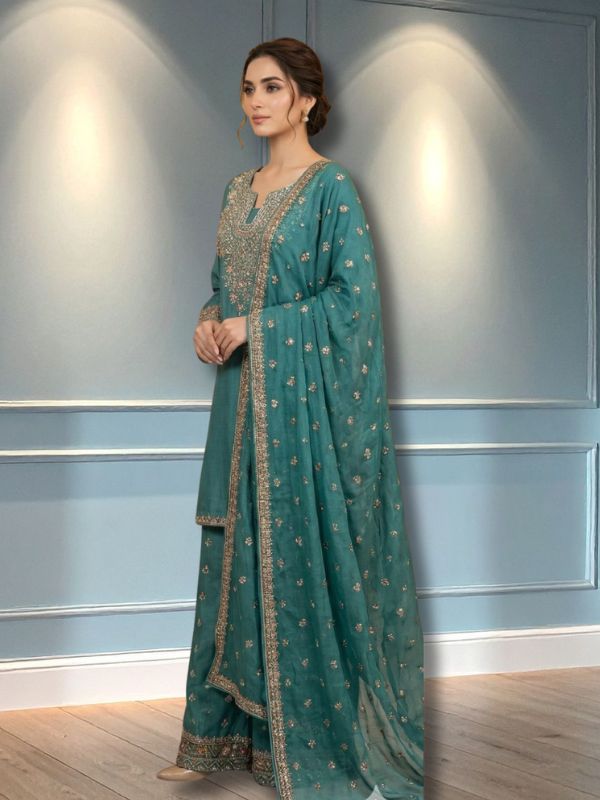 Quzey Raw-Silk Palazo #322CG