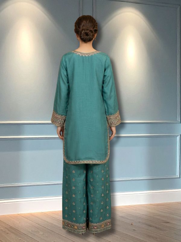 Quzey Raw-Silk Palazo #322CG