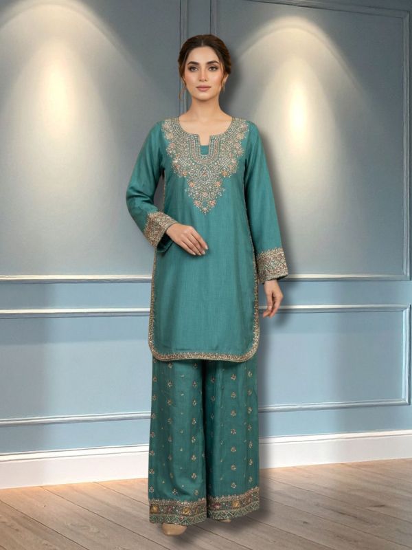 Quzey Raw-Silk Palazo #322CG