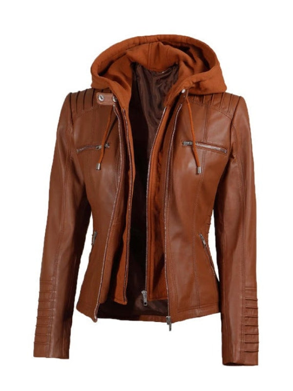 Quzey Sheep Leather Hoodie Jacket