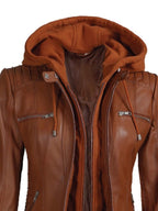 Quzey Sheep Leather Hoodie Jacket