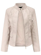 Quzey Sheep Leather White Jacket