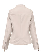 Quzey Sheep Leather White Jacket