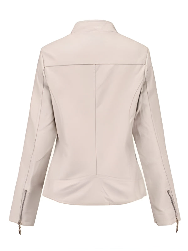 Quzey Sheep Leather White Jacket