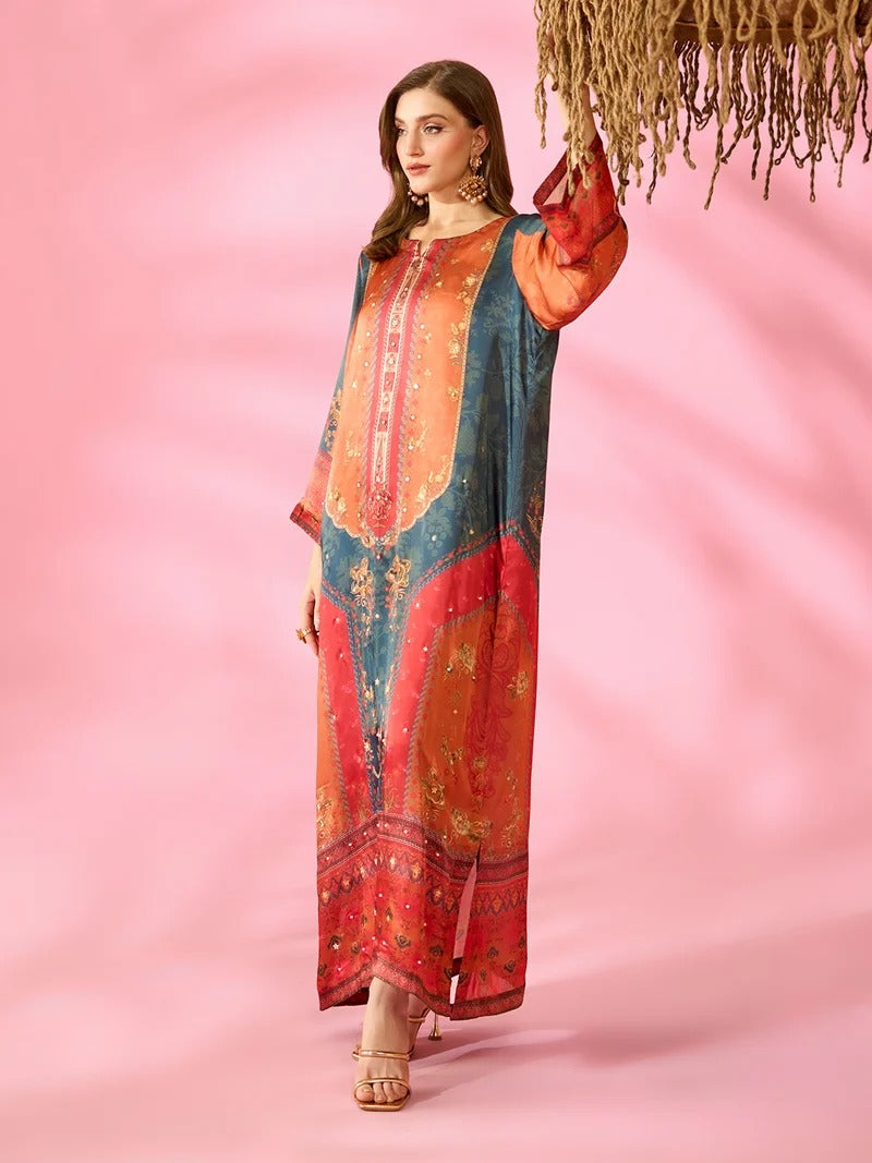 Quzey Silk Kaftan - SUNSET