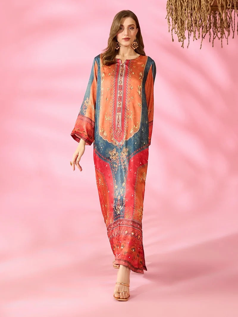 Quzey Silk Kaftan - SUNSET