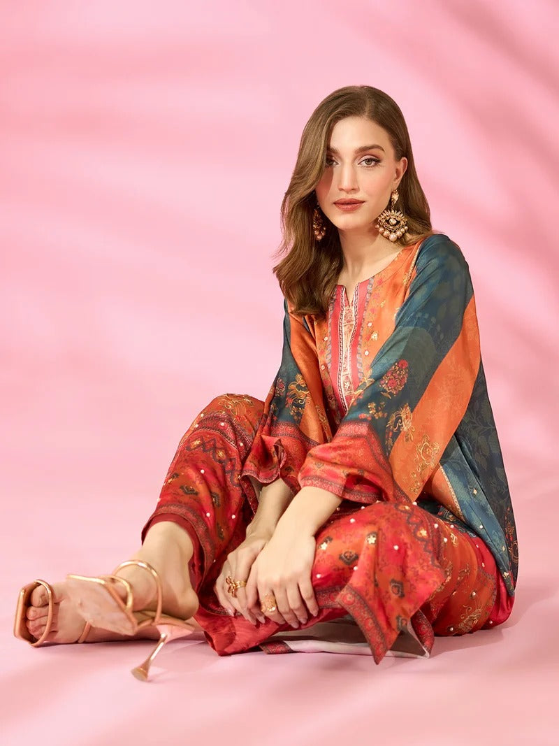 Quzey Silk Kaftan - SUNSET