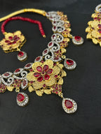 Quzey AD Gold Red Bridal Set