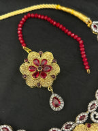 Quzey AD Gold Red Bridal Set